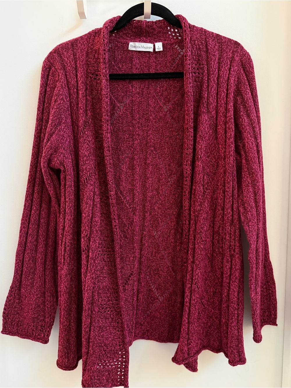 Rebecca Malone Open-Front Cardigan in Raspberry Pink
